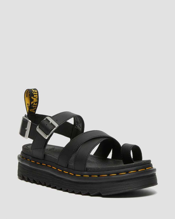 Dr Martens Womens Avry Hydro Leather Strap Sandals Black - 67194FRYD